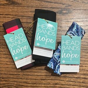 Headbands of Hope Set of 3 Tube Turbans - Black, Blue, Red